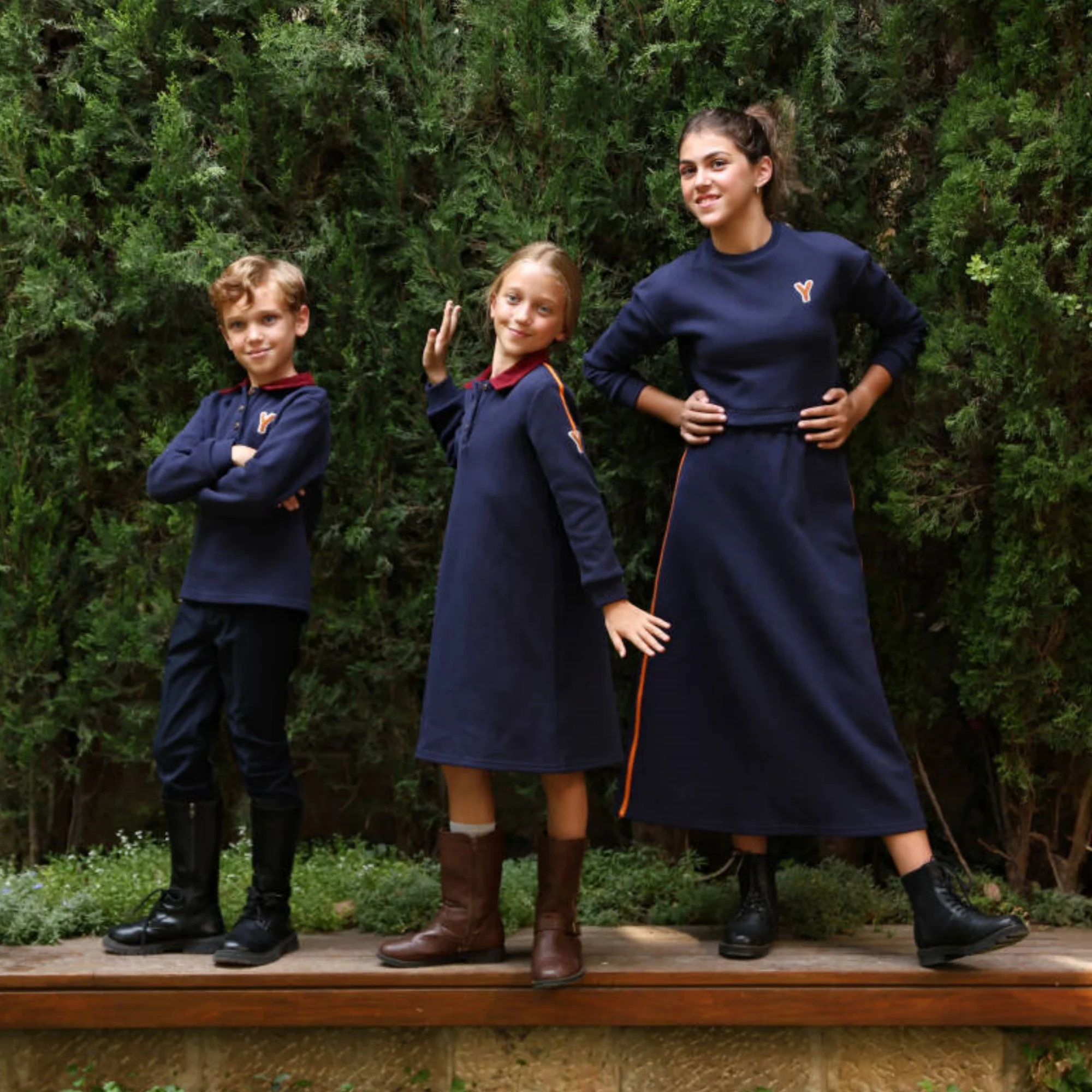 2025 Mail's Kids Navy Pique Fabric Polo Clothing Brother Sister Matching Outfits Sportwear Long Skirt  High Quality Clothes