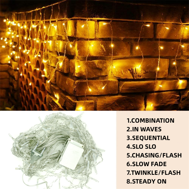 Luces Led de cascada para decoración de exteriores, cadena de luces de Navidad, caída de 5M, 0,4-0,6 m, para fiesta, jardín, aleros