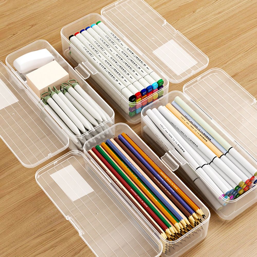 Large Capacity Transparent Stationery Case Pencil Storage Colour Pencil Storage Children's Crayon Painting Sketching Pencil Bag