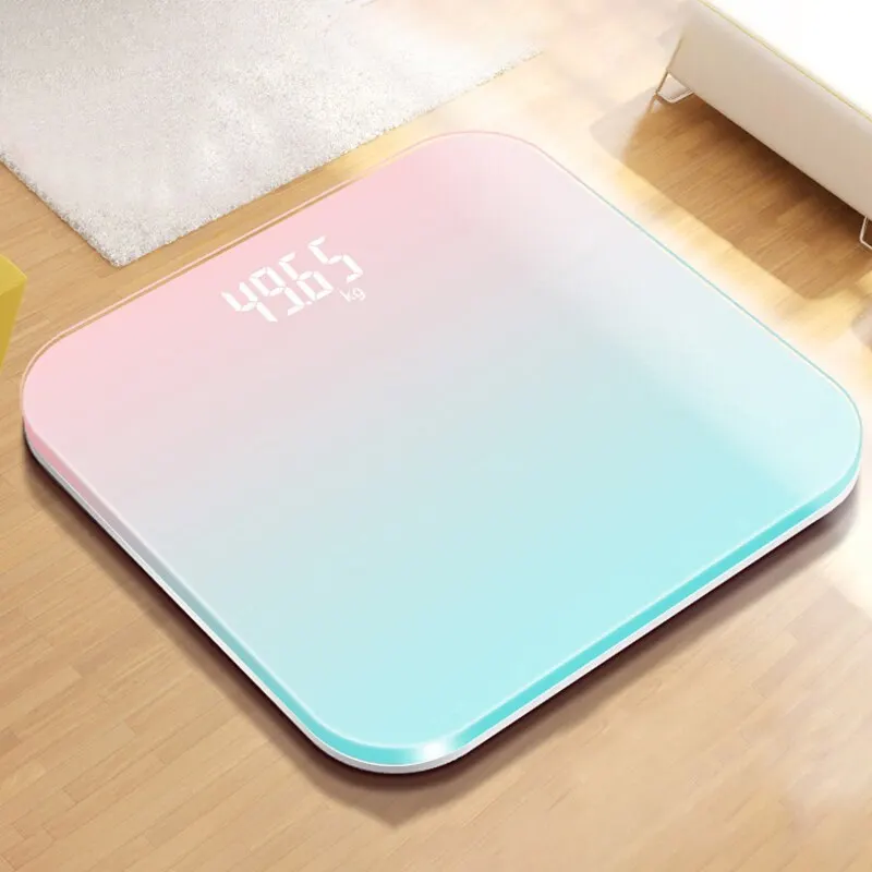 Gradiënt Kleur Intelligent LCD Elektronische Schaal Digitaal Display Glas Gewichtsschaal Lichaam Gezondheid En Gewichtsverlies