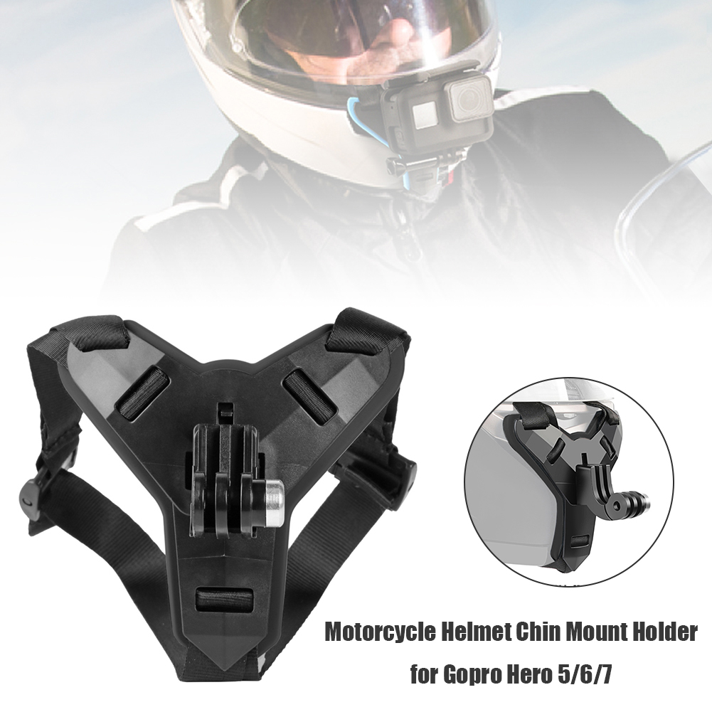 Shockproof Motorcycle Helmet Chin Mount Holder Anti Slip Strap Base Bracket for GoPro Hero 9 8 6 5 Sport Camera Accessories