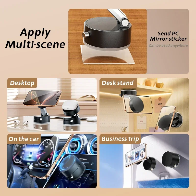 Mini soporte de ventosa magnético de doble cara al vacío para iPhone Universal Android Smartphone plegable cocina soporte de teléfono perezoso