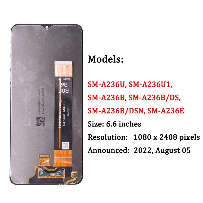 6.6'' For Samsung A23 5G A236 LCD Display With Touch Screen Digitizer Assembly For Samsung A236U A236B LCD Screen