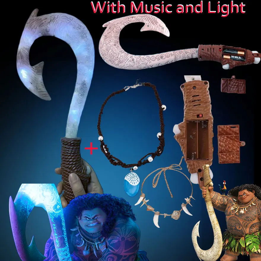 Moana 2 Fish Hook Anime Cartoon Cosplay Ocean Adventure Maui Weapon Props Toy Birthday Gift Kid Boy Role Play Accessories