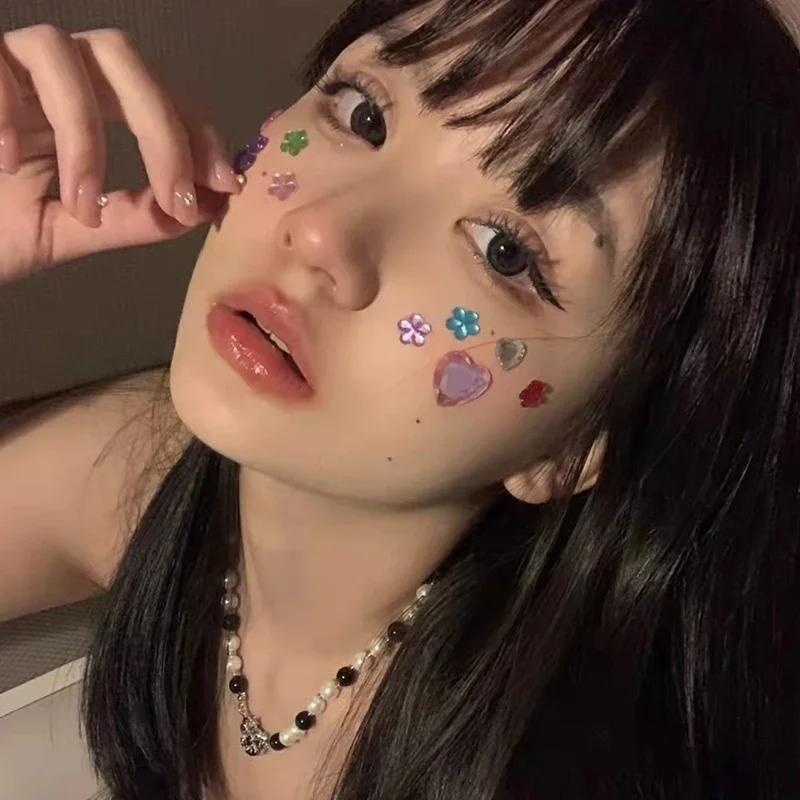 Rhinestone Crystal Face Stickers Diamond Face Makeup DIY Decoration Disposable Acrylic Tattoo Stickers Drill Phone Eyes Sticker