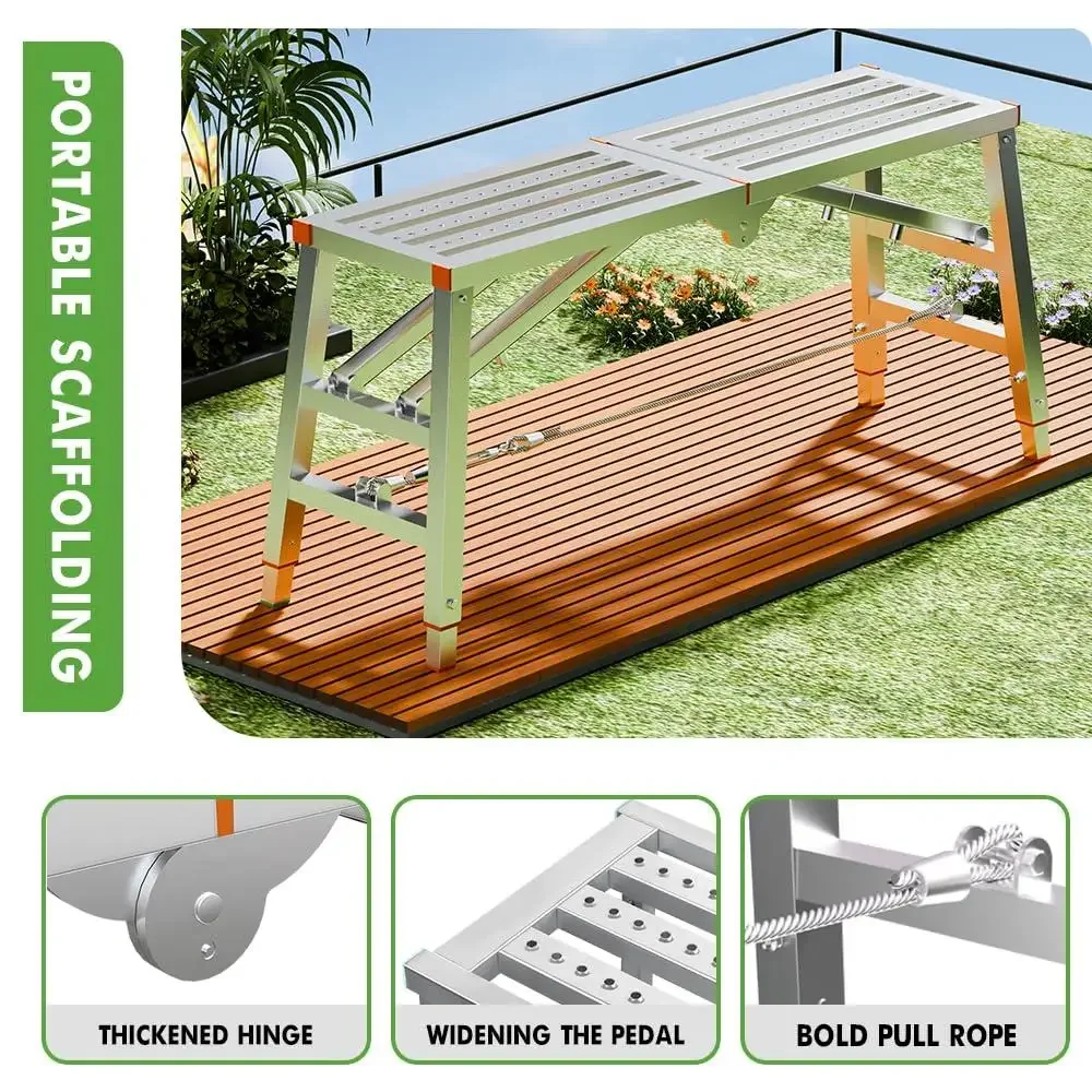 Folding Tripod Work Platform Tower Ladder Stool Multifunctional Portable Scaffolding Equipment Easy Assembly Rust Resistant