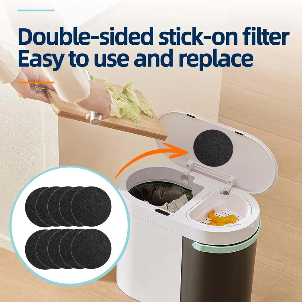 A72P 10Pcs Charcoal Filter for Compost Bucket 6.7 Inch Kitchen Activated Carbon Compost Bin Filter Replace for Countertop Bin