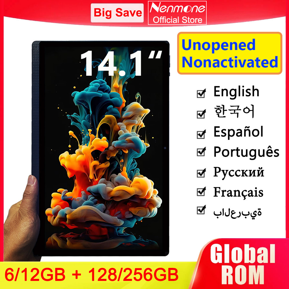 Versão global 14.1 Polegada tablet pc tela grande 1920x1080 octa núcleo mt6769 12 + 256gb tablet 14 Polegada android 2025 jogo estudo almofada