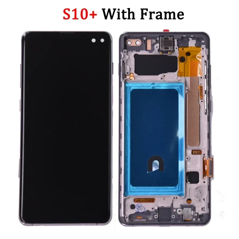 Screen For Samsung S10 Plus S10+ G975 G975F Lcd Display Digital Touch Screen  with Frame for Samsung S10 G973 Assembly
