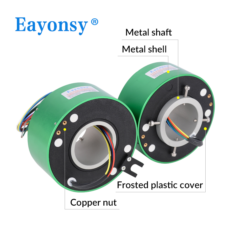 Through hole aluminum alloy shaft slip ring 360 degree rotation of electrical connector conductive ring power rotary joint