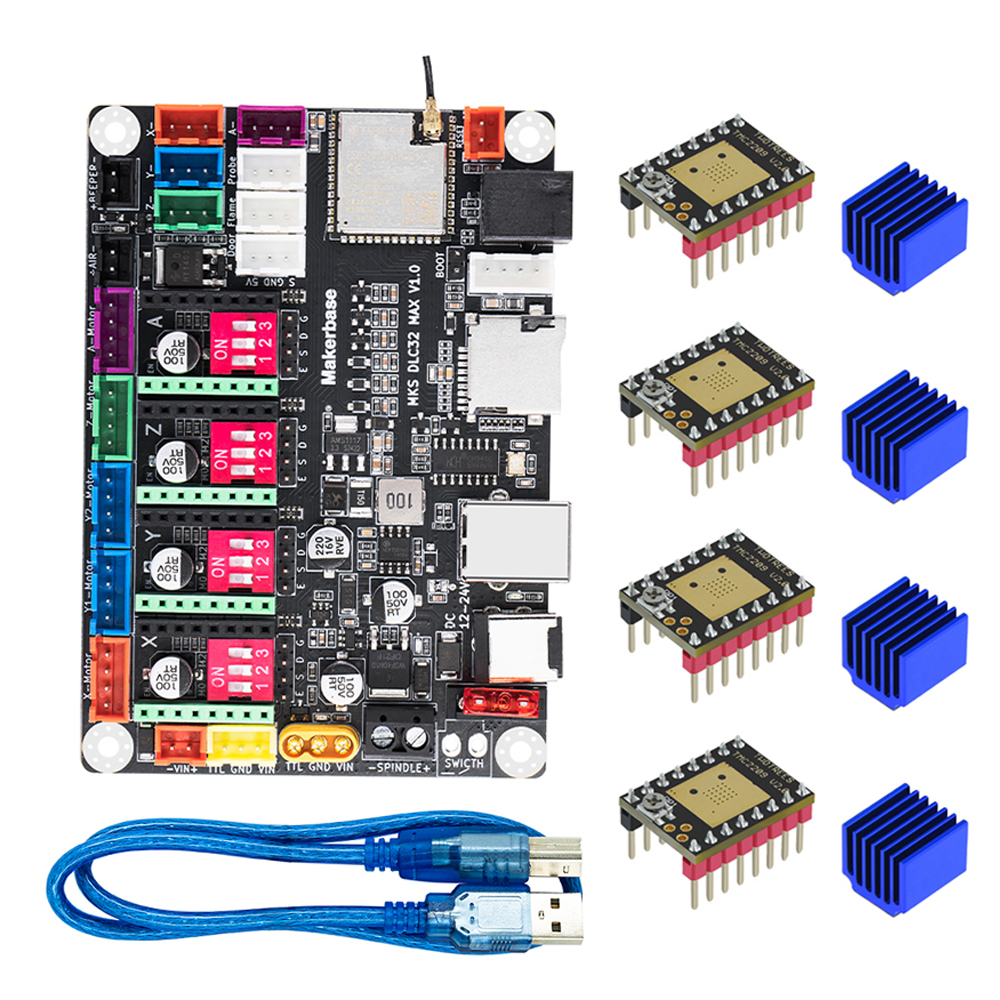 Makerbase MKS DLC32 MAX TMC2209 Плата фрезерного станка с ЧПУ Лазерный гравировальный станок 4-осевой контроллер Grbl Материнская плата лазерного гравера с ЧПУ