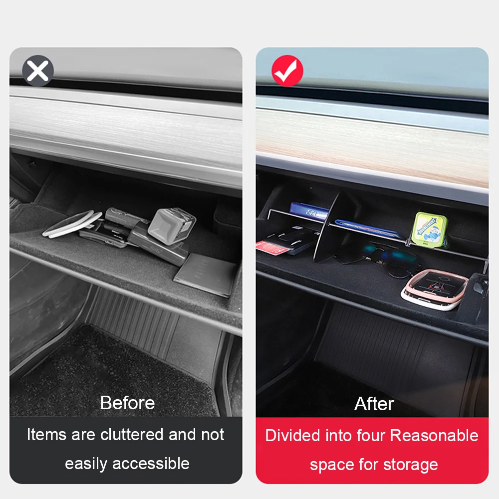 For Tesla Model Y/3 2022-2023 Glove Box Partition Plates Insert Storage Shelf Glove Box Organizer Partition Plate Accessories