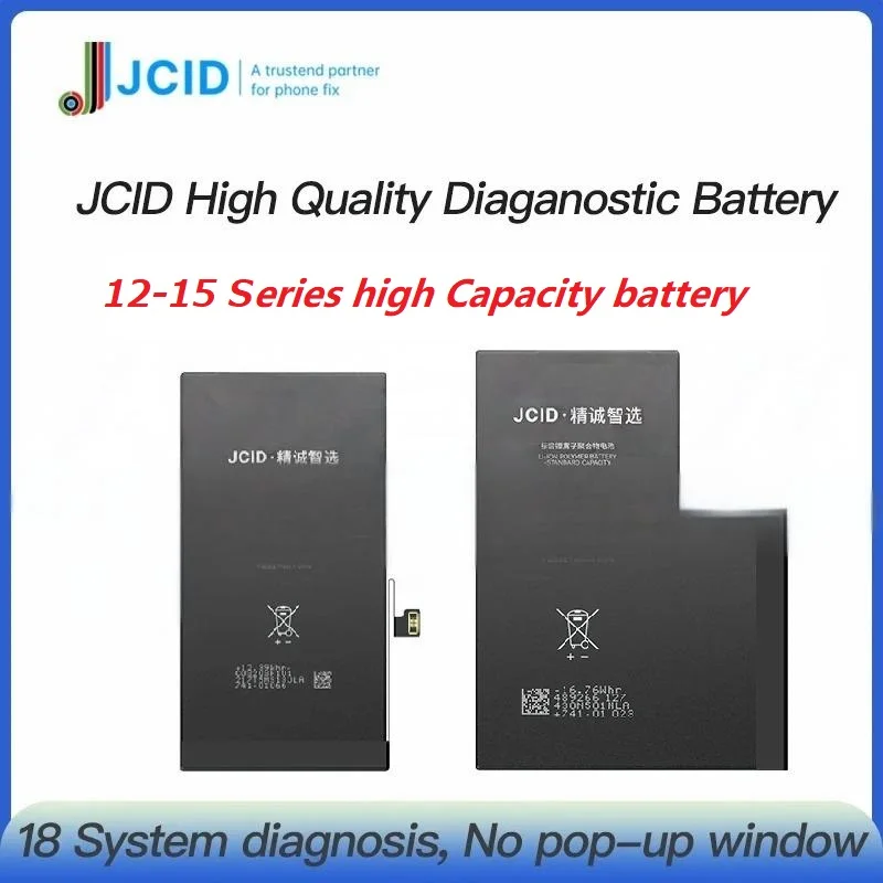 JCID Diagnostic Battery High Capacity For Iphone 12 13 14 100% Heath Visible New 0-cycle No Pop Up Used Genuine Parts On IOS 18