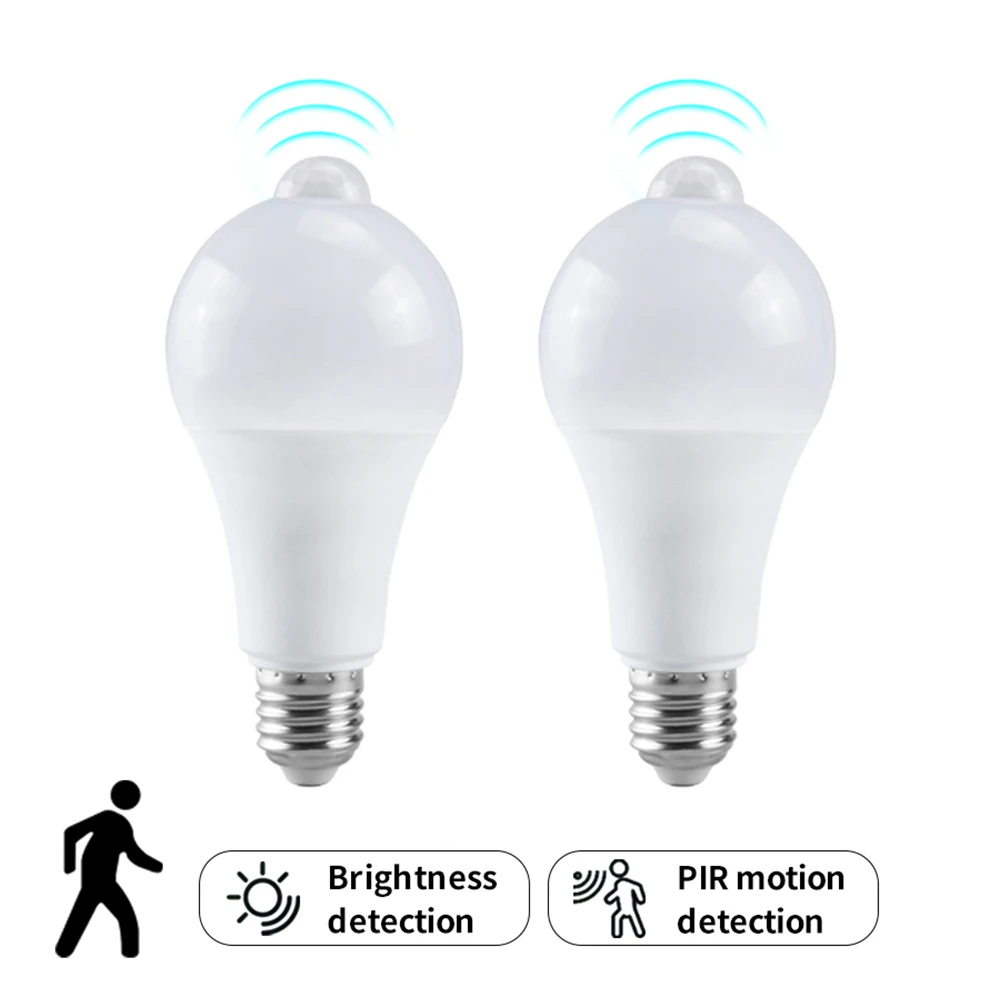 Bombilla LED de detección de Radar de microondas, 220V, E27, 12W, lámpara de inducción de movimiento, Radar incorporado/sensores de luz para escaleras del hogar