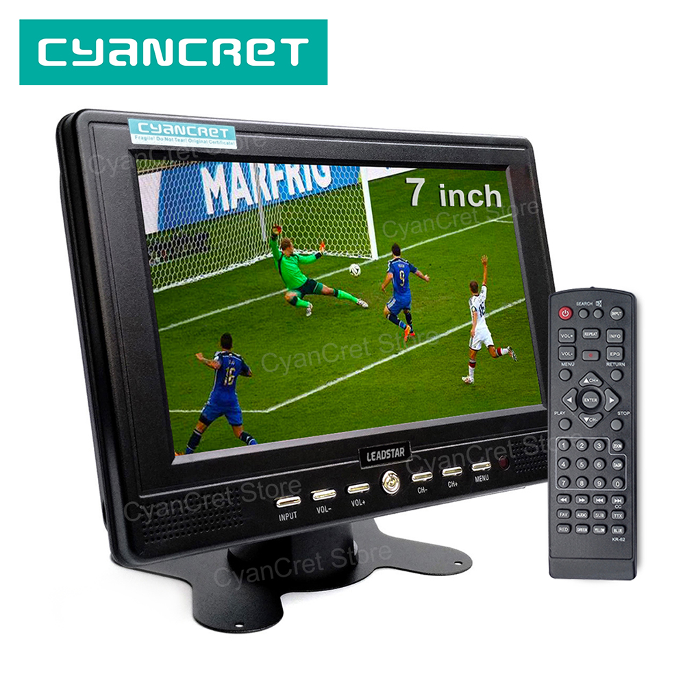 LEADSTAR D768 7นิ้วทีวีขนาดพกพา DVB-T2 ATSC ISDB-T Tdt Digital และ Analog Mini ขนาดเล็กจอทีวีติดรถโทรทัศน์สนับสนุน USB TF H.265 AC3