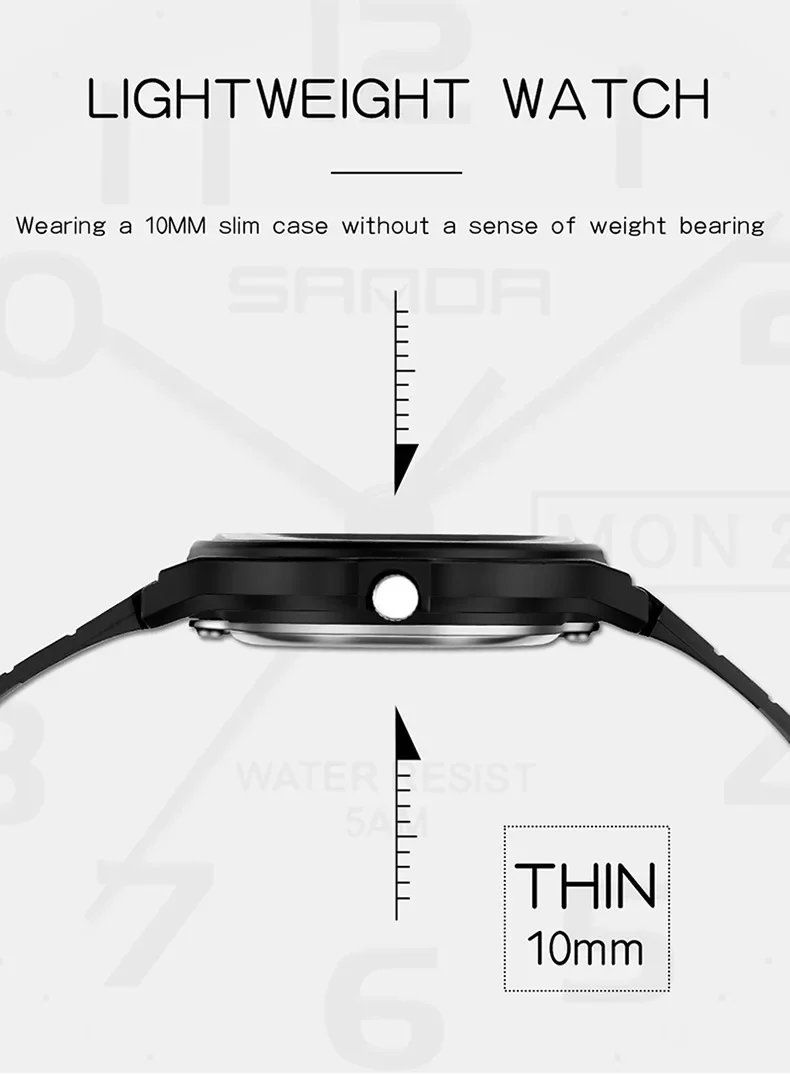 SANDA 9072 movimiento de cuarzo resistente deportes al aire libre reloj de pulsera analógico relojes para estudiantes nuevo diseño correa de TPU suave agua