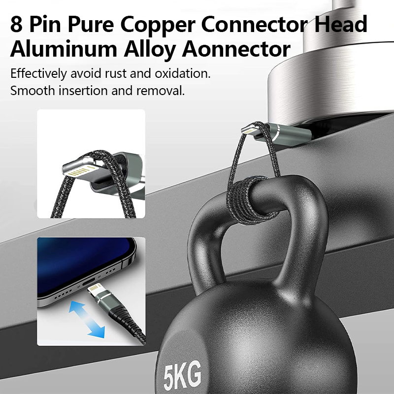 Cable Lightning USB Cable de carga rápida Original para Iphone 14 13 12 11 Pro Max XS X XR 7 8 6 Plus SE Cable cargador trenzado de nailon