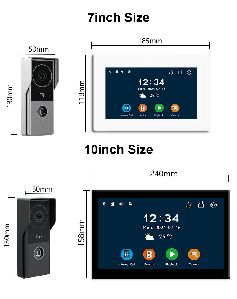 2-przewodowy wideodomofon dzwonkowy do domowego metalowego telefonu drzwiowego Kamera IP Tuya Smart 1080P
