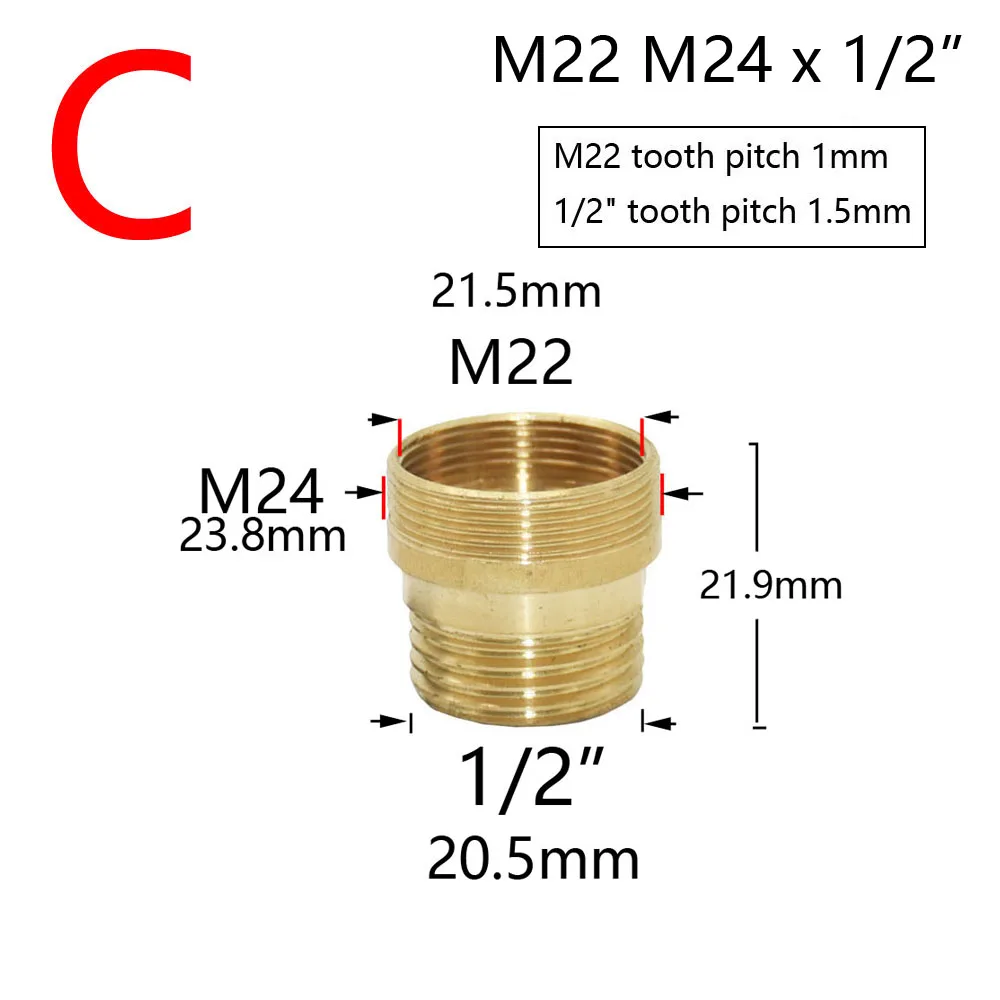 ทองเหลืองเงินก๊อกน้ํา Coupler 1/2 ถึง M16 M18 M20 M22 M24 M28 ด้ายอุปกรณ์เชื่อมต่อสําหรับ Bubbler ห้องครัวและห้องน้ํา