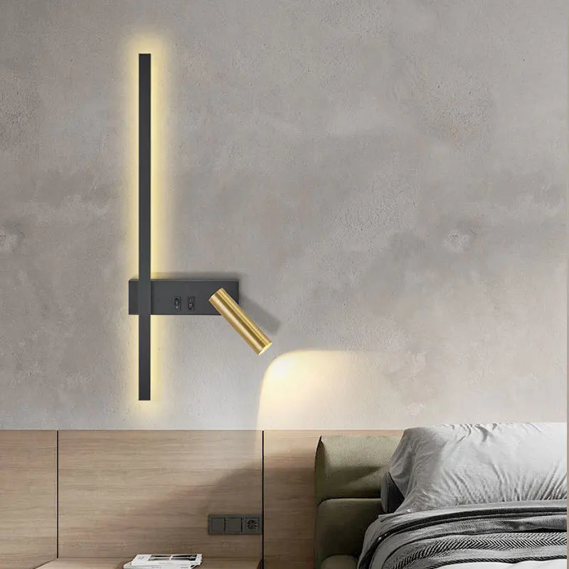 Aplique de pared LED ajustable moderno para dormitorio, mesita de noche, sala de estar, fondo de sofá, lámpara de pared, accesorio de iluminación brillante, decoración del hogar
