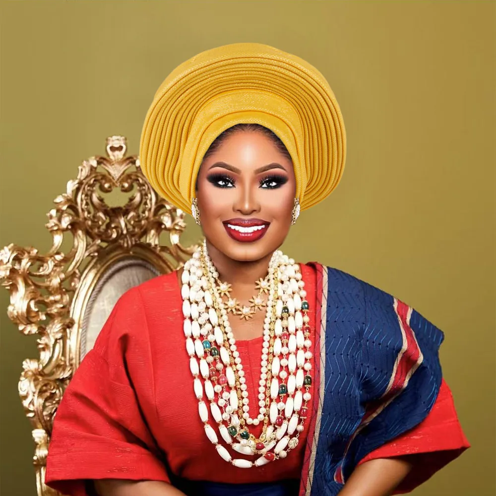 Opaski na głowę nigeryi przyjęcie weselne eleganckie afrykański szal Turban już wykonane damskie Auto Gele na głowę