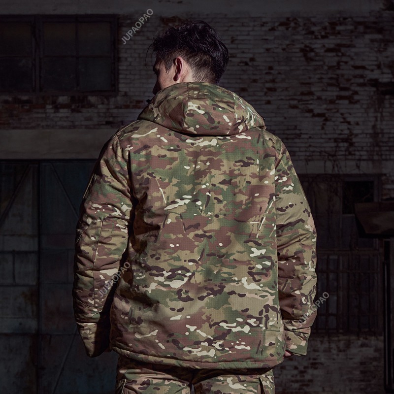 Jaqueta de algodão camuflada com reflexão térmica masculina, roupa de algodão tática ao ar livre quente, à prova de frio, resistente ao desgaste