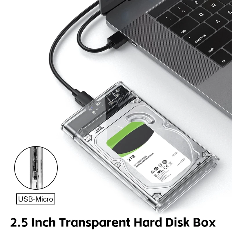 USB 3,0 Microb transparent 2,5 Zoll externe Speicher hülle Sata 5 Gbit/s HDD SSD Festplatten gehäuse Unterstützung Uasp für PC-Laptop