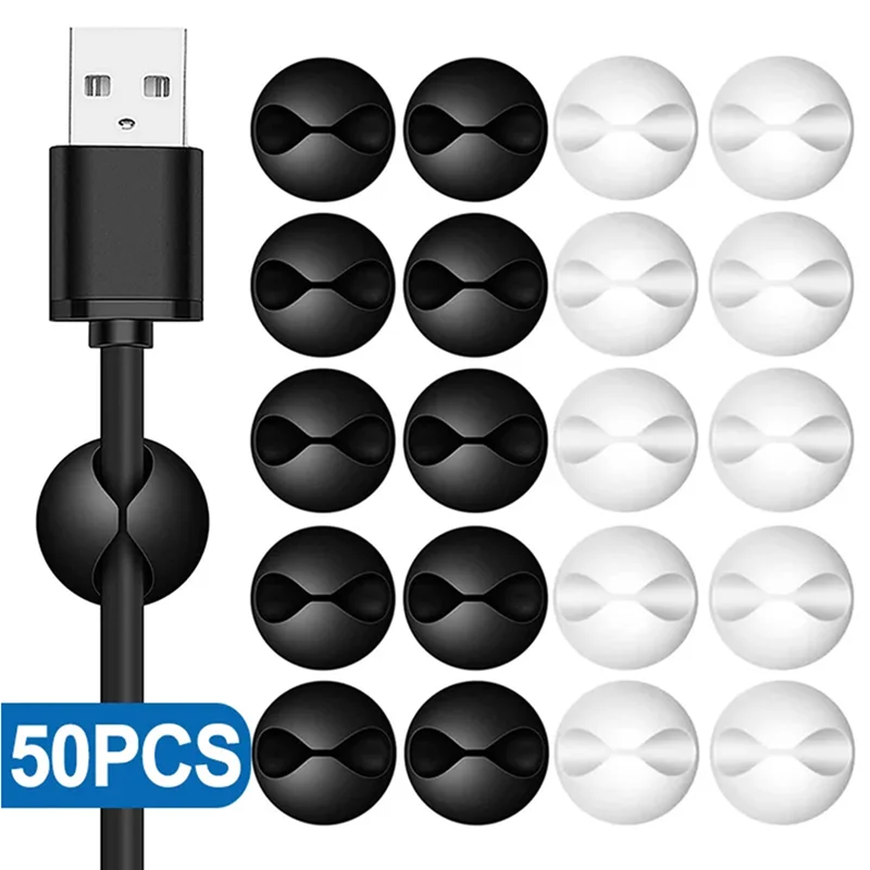 Mini organizador enrollador de cables, Clips para cables de carga USB, organizador ordenado de escritorio, protectores de soporte para cables en el hogar, oficina y coche, 5/50 Uds.
