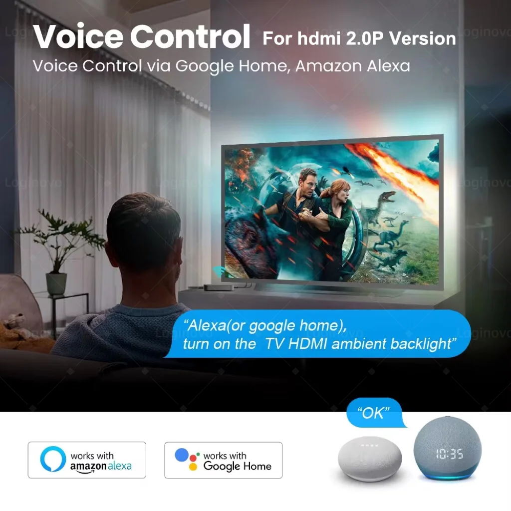 Smart TV Umgebungslicht HDMI Sync Box Led Streifen Licht PC Led-hintergrundbeleuchtung Für Alexa, Google, PS5, TVs Box