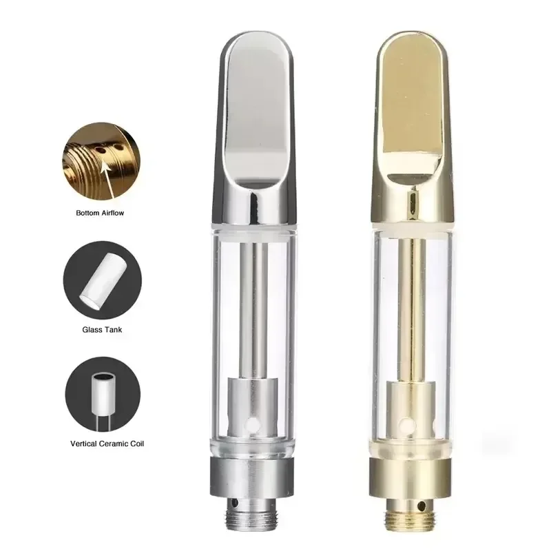 5 uds/10 Uds CC-ELL cartuchos de vapeo tanque cartucho de bobina de cerámica blanco negro oro punta de goteo 0,5 ml 1ml 510 rosca vaporizador atomizador