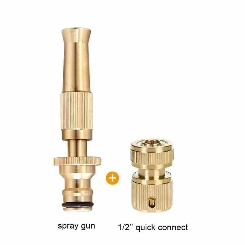 Bico de pulverização pistola de água latão alta pressão spray direto sprinkler conector rápido casa mangueira jardim arma ajustável