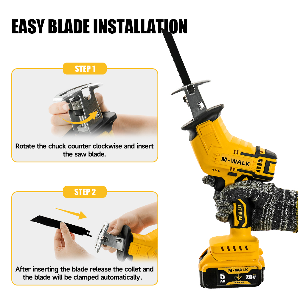 Para Dewalt, Pin de batería de 20V, sierra recíproca eléctrica inalámbrica, motosierra eléctrica, sierra de sable, sierra de corte de Metal y madera, herramientas eléctricas