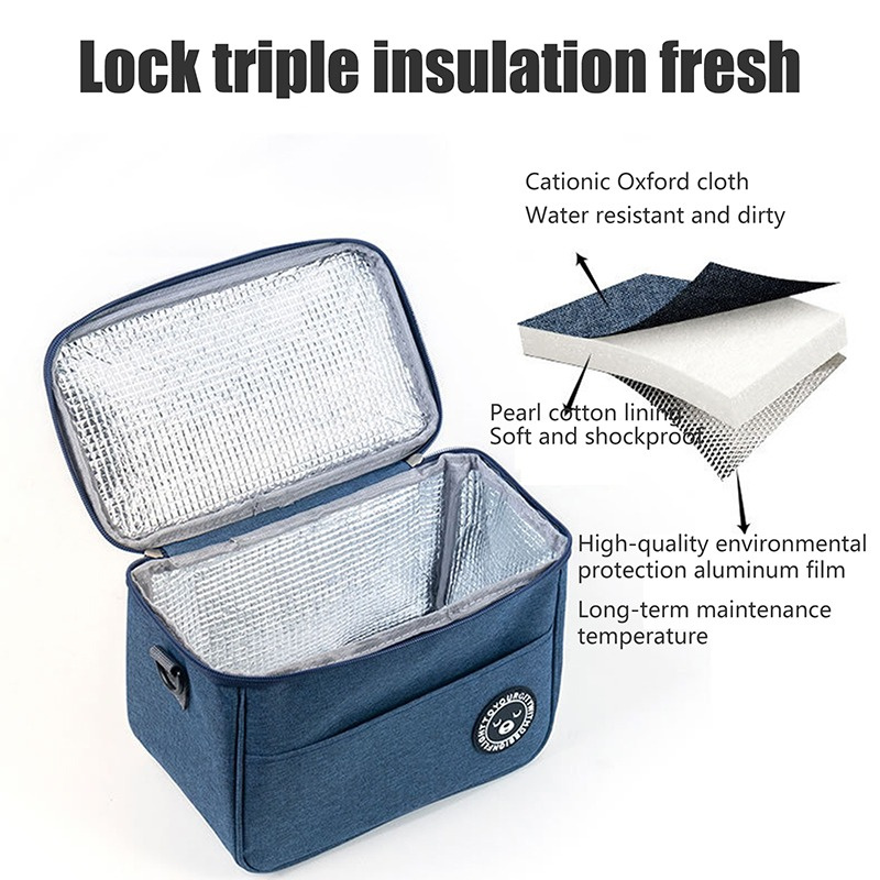 Tragbare Mittagessen Tasche Lebensmittel Thermische Box Durable Wasserdicht Büro Kühler Lunchbox Mit Schulter Strap Organizer Isolierte Fall Port