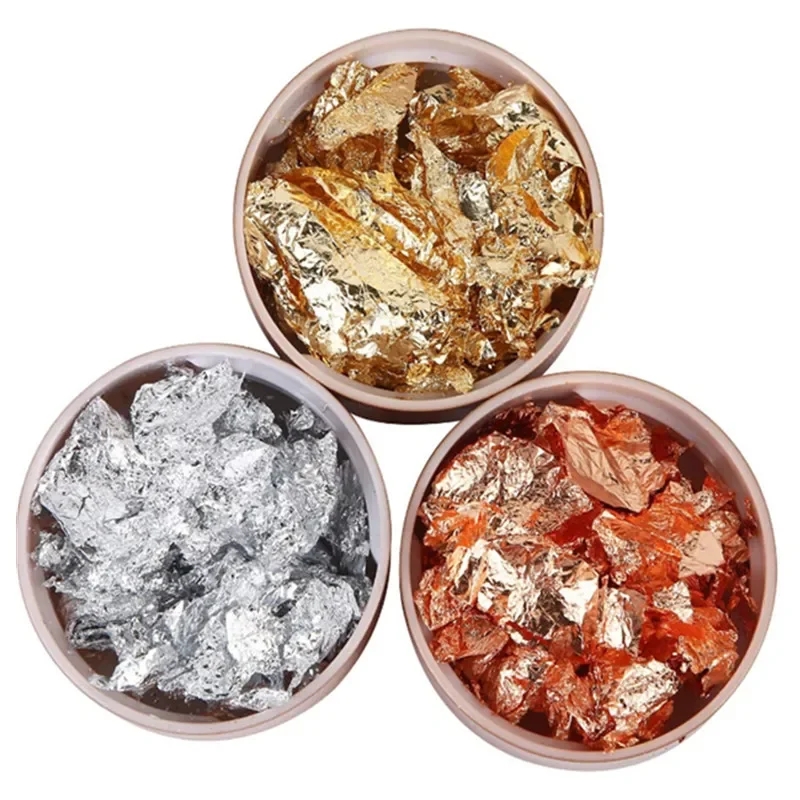 3g Gouden Zilverachtige Folie Decoratief Papier Hars Mal Vullen Hars Sieraden Maken Metallic Folie Vlokken Voor Nail Art Schilderen Craft