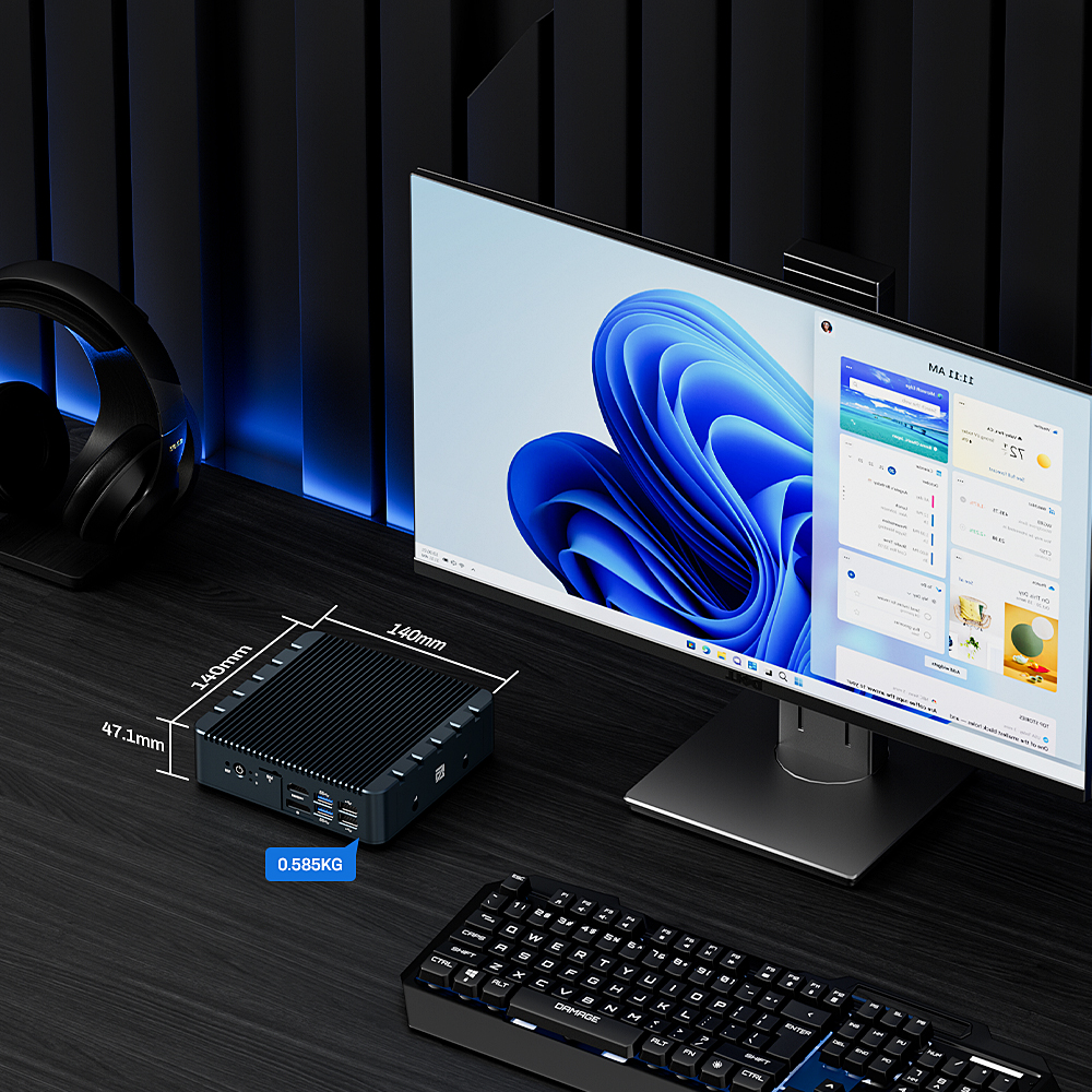 FIREBAT Mini PC R1 (процессор Intel N100, ОЗУ 8 ГБ, SSD 256 ГБ, графика Intel UHD, Windows 11 Pro), черный