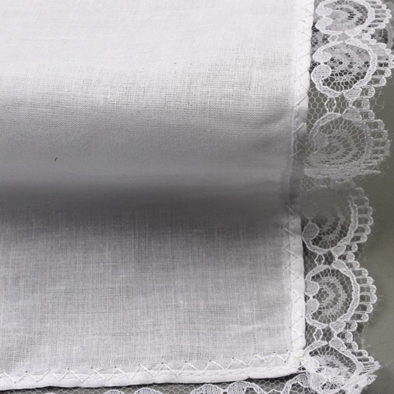 Lenço branco leve com acabamento renda para homens, suprimentos para negócios casamento DXAA