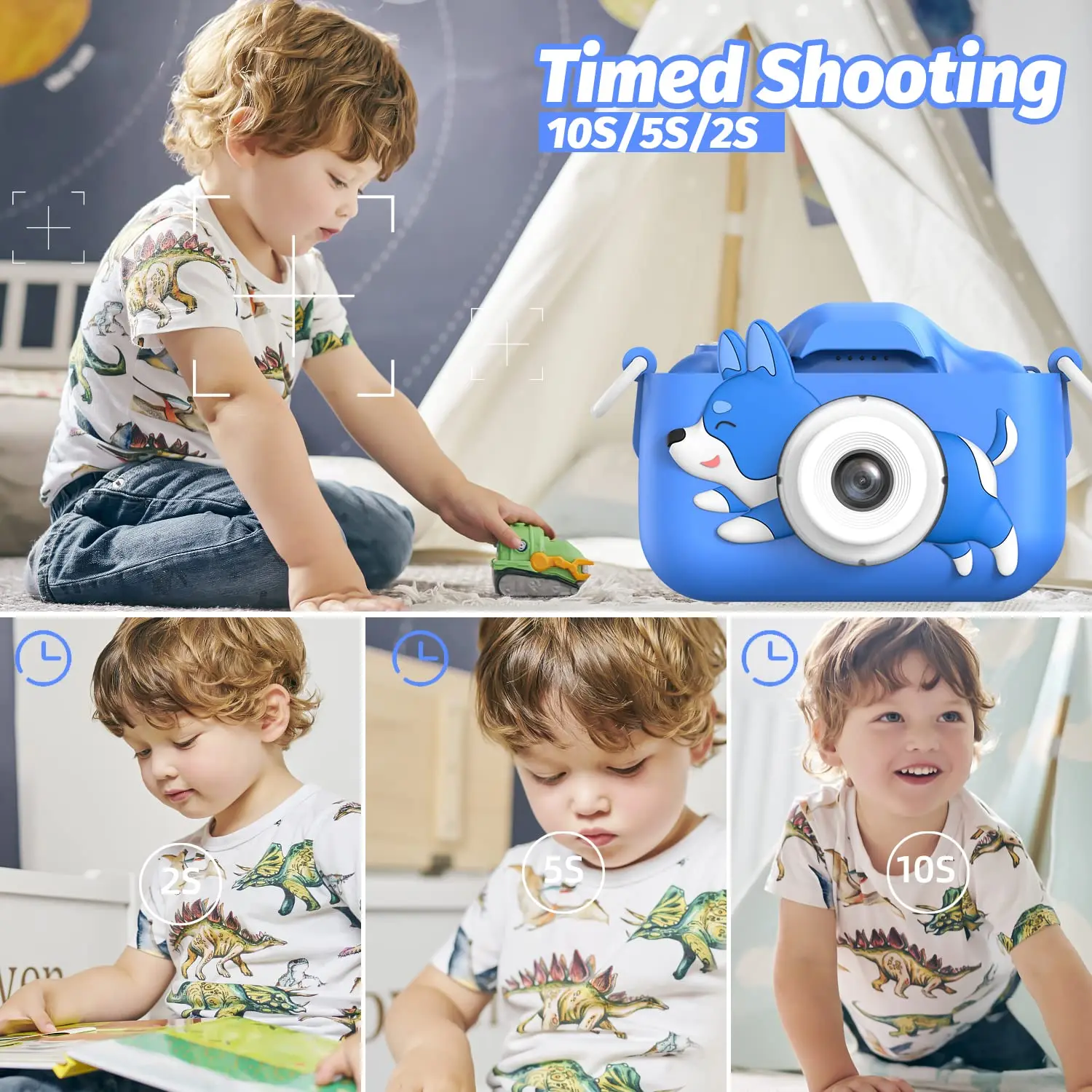 Crianças câmera digital dupla câmera hd 1080p câmera de vídeo brinquedos mini cam display colorido crianças brinquedo para aniversário/presente de natal