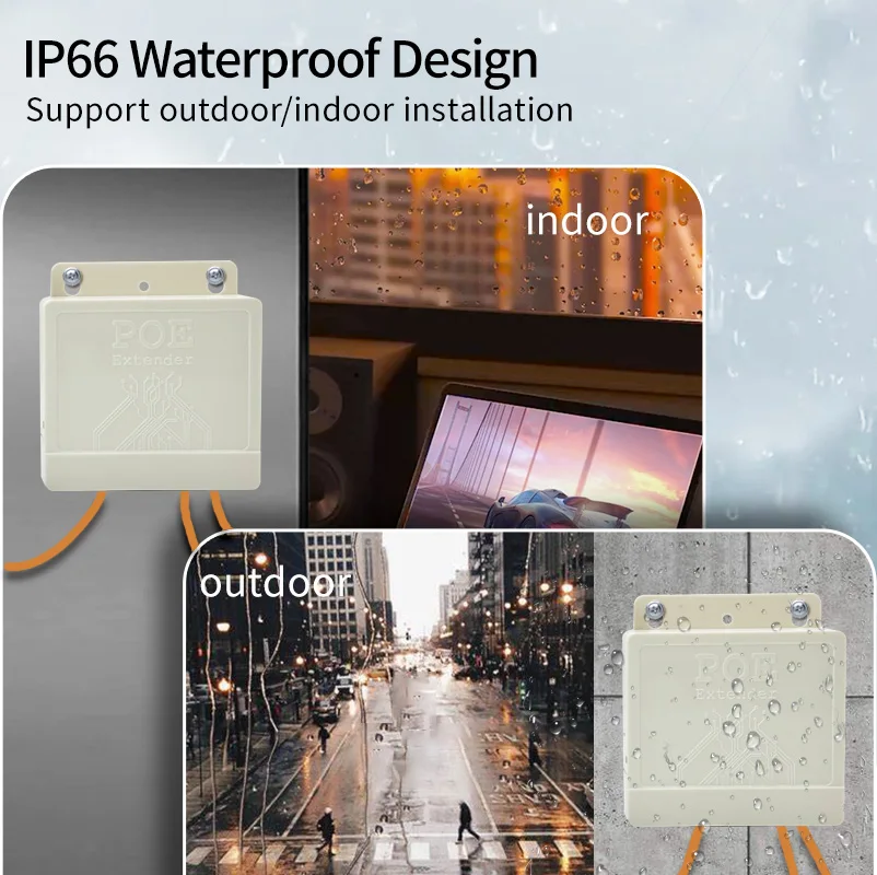 Extensor POE impermeable de 2 puertos STEAMEMO, repetidor POE de 100Mbps, estándar IEEE802.3AF/AT para cámara POE, interruptor POE inverso