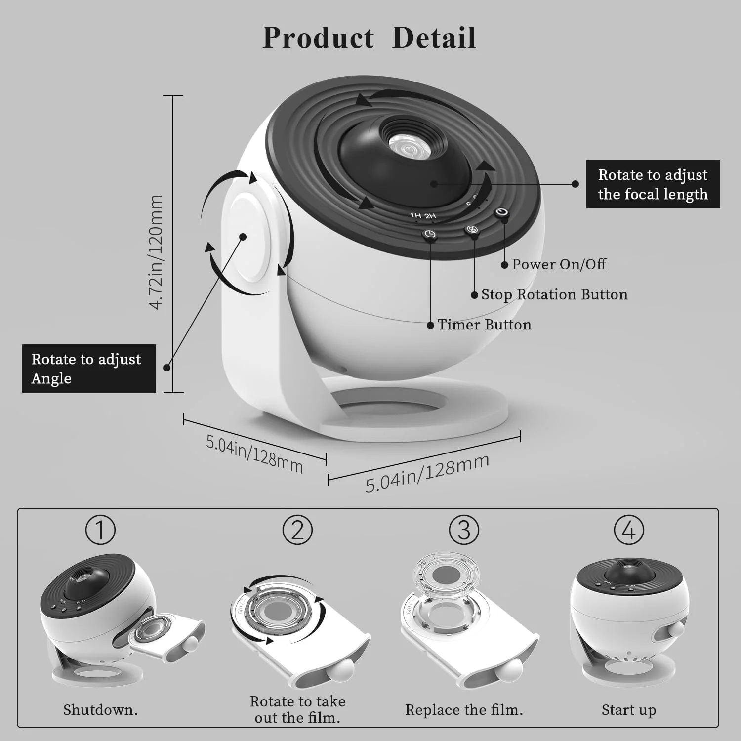 1PC LEDナイトライトプラネタリウムギャラクシースタープロジェクターランプ360 °   寝室用ハロウィンバレンタインデーギフトウェディングデコレーション用回転式