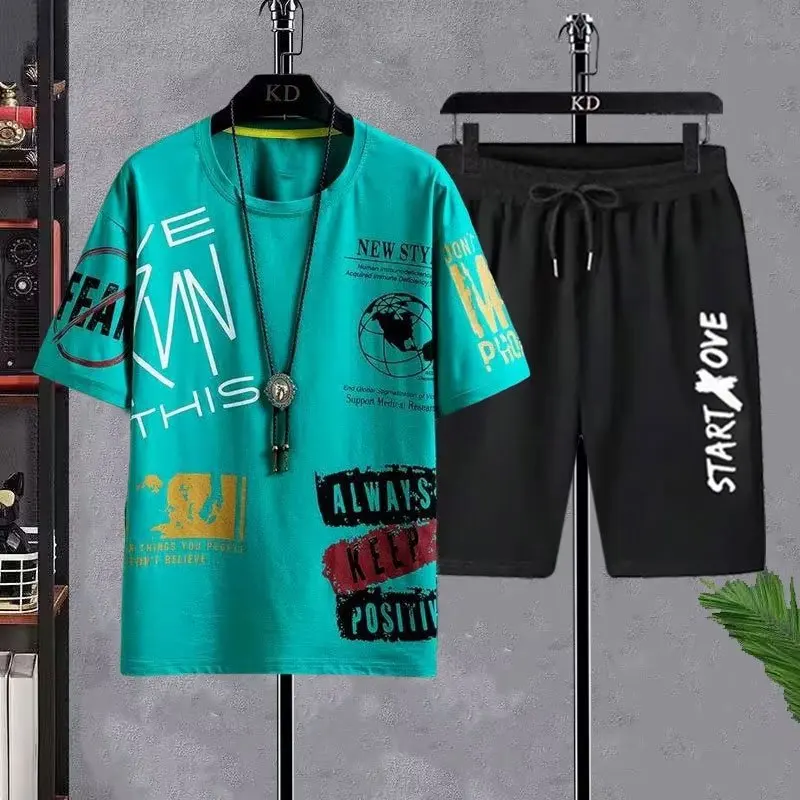 Pakken Voor Heren Zomer Casual Korte Mouwen T-Shirt + Korte Broek Sets Joggingbroek Anime Sportieve Tweedelige Stijlvolle Sport Outfit T-Shirts