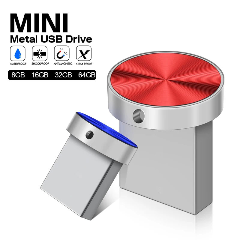 防水ミニメタルUSBフラッシュドライブ,4GB, 8GB, 32GB, 64GB, 128GB, 256GB