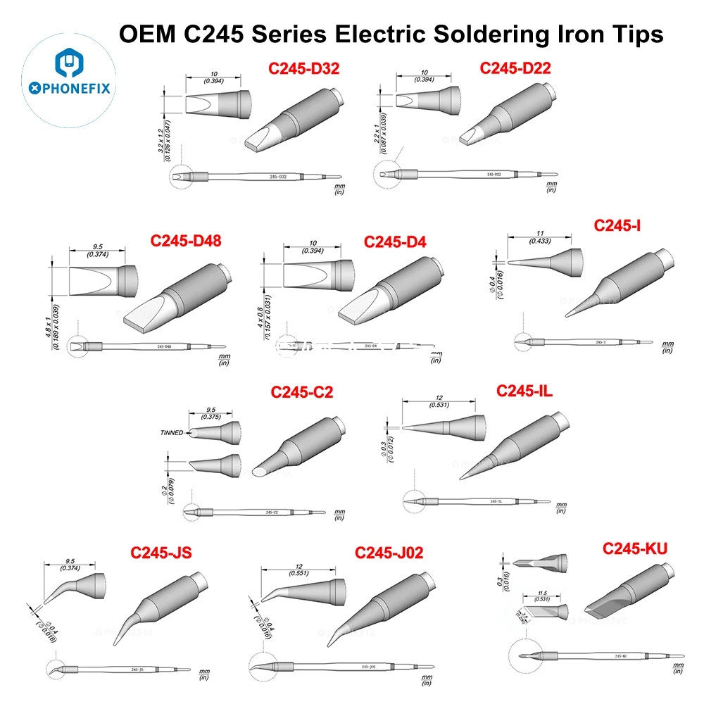 C245 C470 Solder Tips C245-D22/D48 C245-C2/C3/C5 C245-B/BC4/K/KU/J02/IL Soldering Iron Tips For Soldering Station Rework Tools