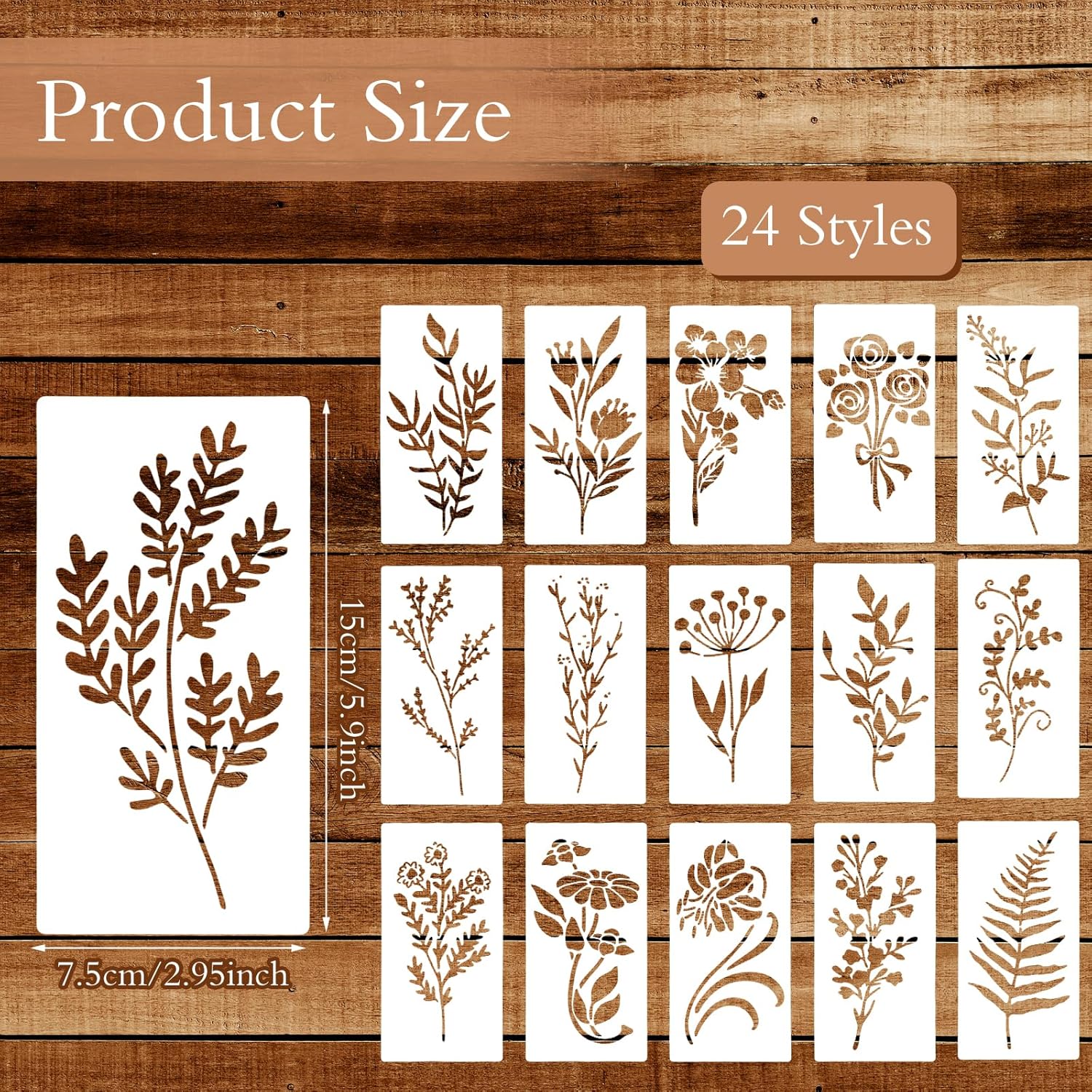 24pcs/Set Wildflower Stencils Professional Body Art Paint Stencils Reusable for Adults Kids Templates for Parties Makeup Tools
