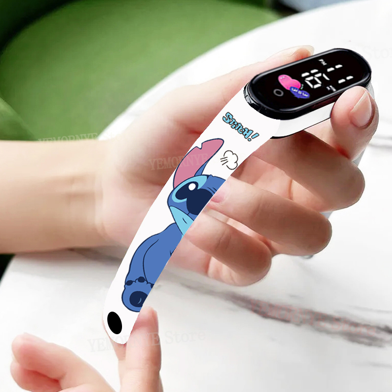 Disney Digital Kids' Watches Anime Figures Stitch LED Luminous Watch Touch Waterproof Electronic Sports Watch Kids Birthday Gift