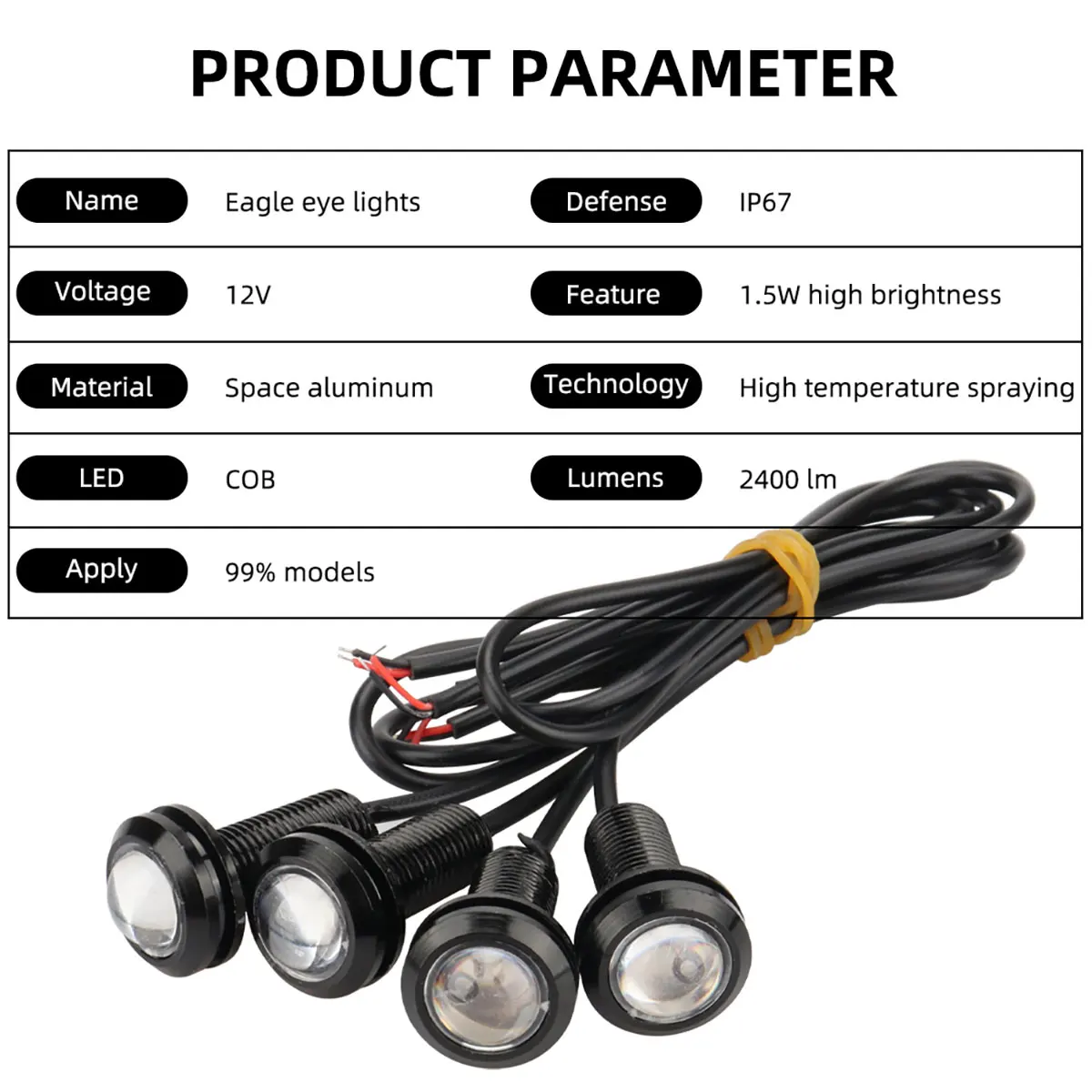 4PCS 18MM Moto LED Eagle Eye Luci di guida Super Bright DRL Luci di marcia diurna Fendinebbia Inversione di stop Luce di segnalazione