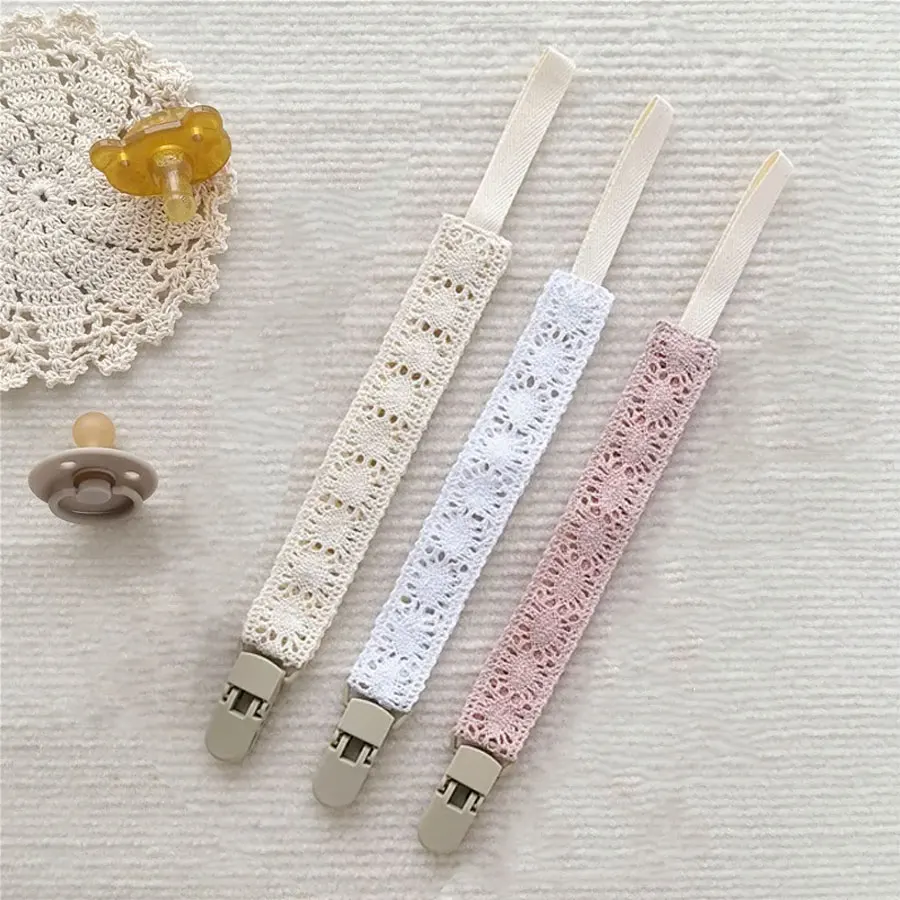 Bebê rendas tecido chupeta corrente clipe de chupeta tecido elegante e plástico chupeta titular brinquedo tether
