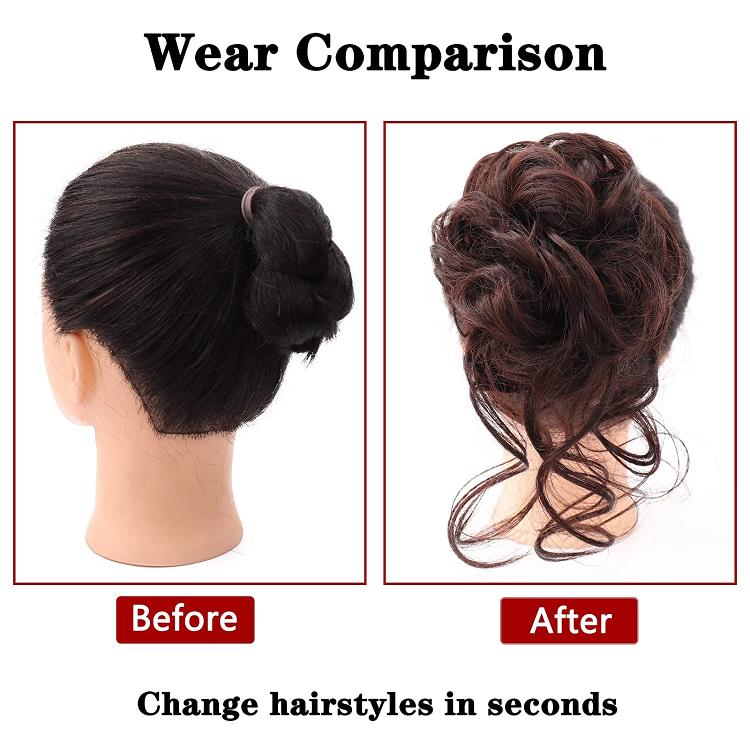 Coque bagunçado pedaço de cabelo desgrenhado updo h extensões de ar com faixas elásticas de cabelo encaracolado coque scrunchie para mulheres meninas