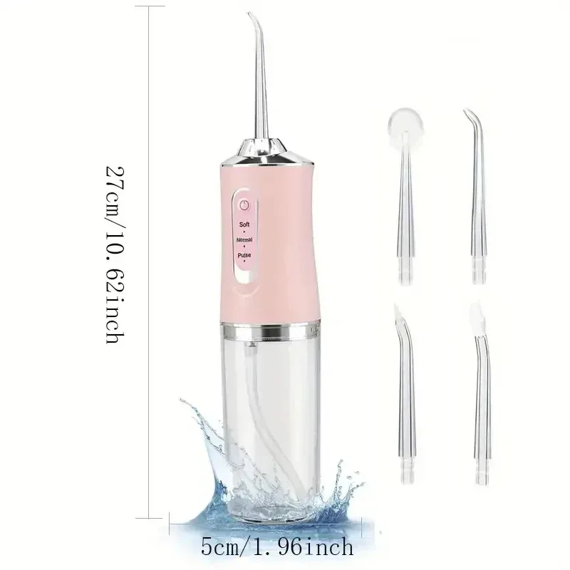 Irrigador Oral eléctrico inteligente portátil, hilo Dental de agua, 4 chorros, 3 modos, irrigador Dental recargable por chorro de agua, limpiador Dental