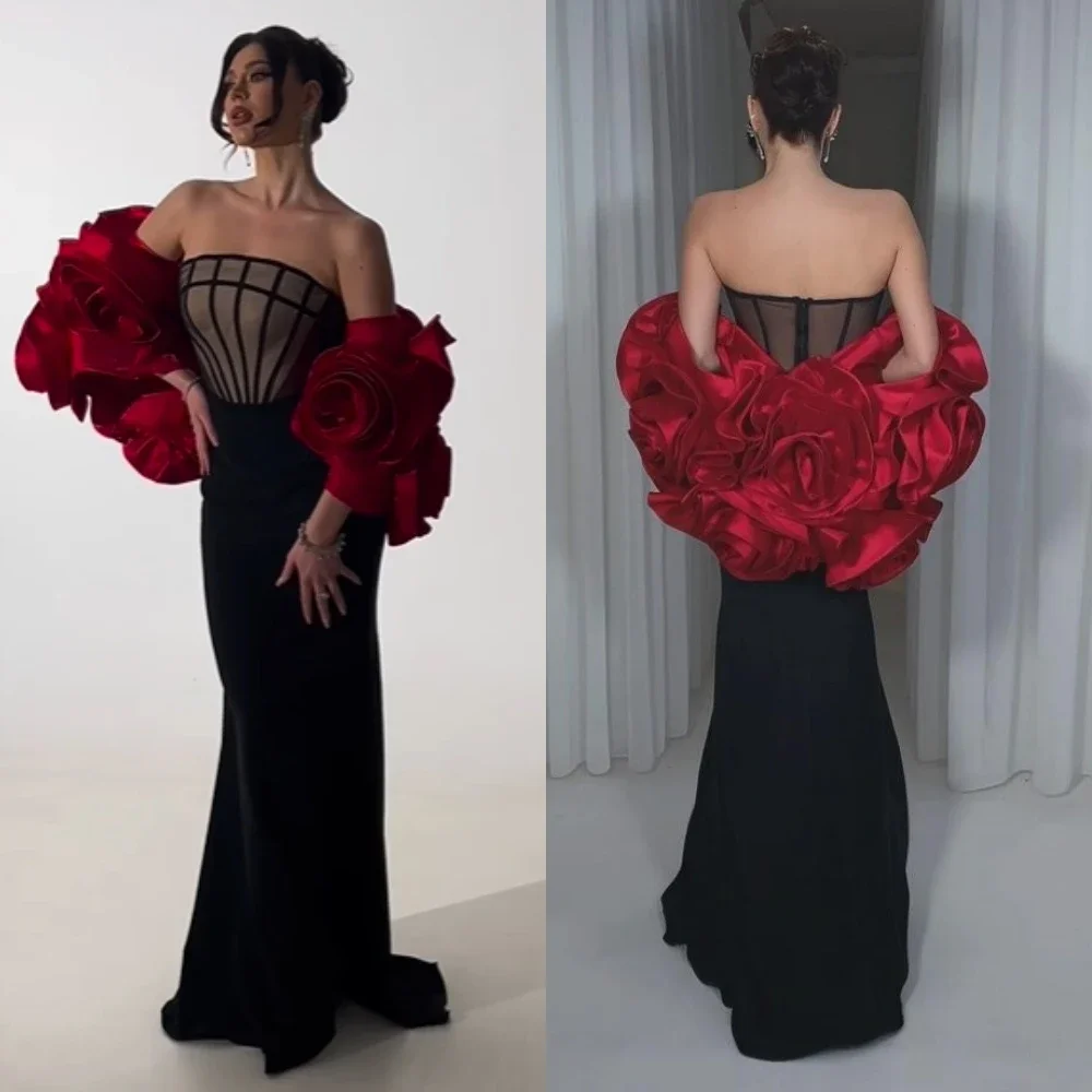 Personalizado Jiayigong Jersey flor Homecoming vaina sin tirantes vestido de ocasión a medida vestidos largos Arabia Saudita