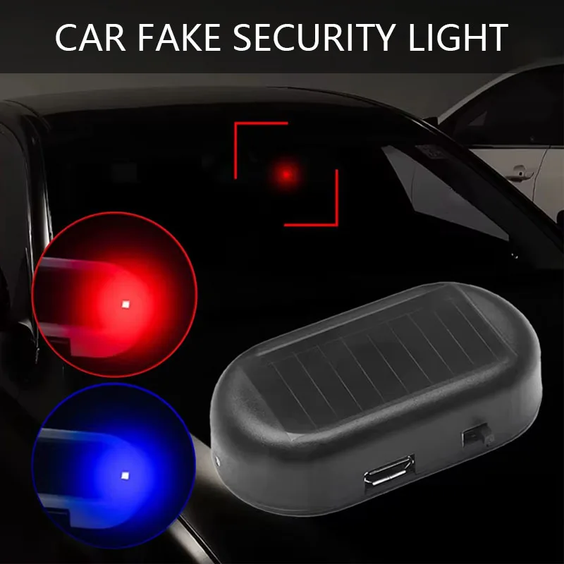 1/2 pçs carro falso luz de segurança movido a energia solar simulado manequim alarme sem fio lâmpada aviso led piscando anti roubo lâmpada cuidado